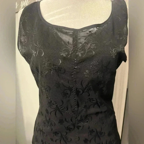 Women’s black stretchy lace bodysuit with hook & eye & zipper closure at back - Picture 2 of 11